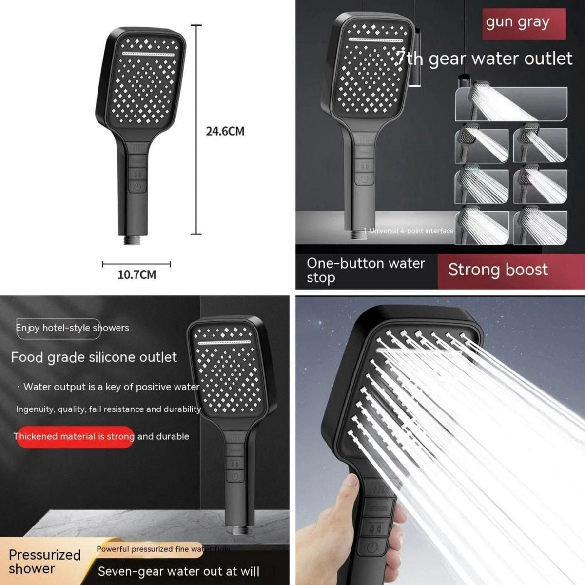 7 Modes Large Shower Head